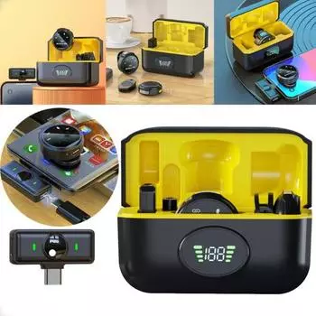 Беспроводной петличный микрофон с шумоподавлением, сверхчистый звук, 360-градусная запись, петличные микрофоны