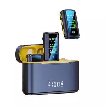 Беспроводной петличный микрофон — самозапись, двойное шумоподавление, управление наушниками в реальном времени, двухъядерный чип 2.4G, более чистый стереозвук