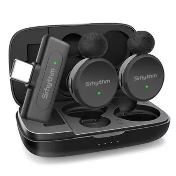 Беспроводной петличный микрофон Srhythm M1 Pin для одновременного использования двумя людьми. 10 часов непрерывной работы. Шум от подключаемого устройства. Мгновенный звуковой клип. Видеоблог.