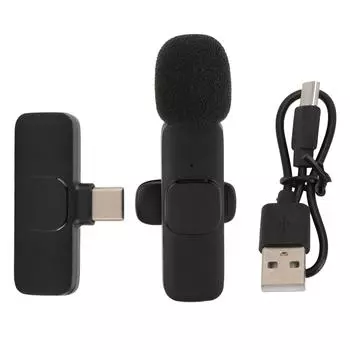 Беспроводной петличный микрофон типа C, миниатюрный петличный микрофон с клипсой для записи потокового вещания