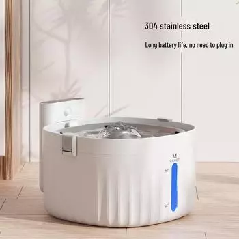 Беспроводной питьевой фонтанчик из нержавеющей стали для кошек и собак с интеллектуальной системой циркуляции воды 5000 mAh lithium battery version; 2L