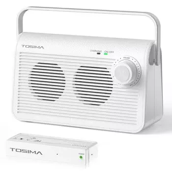 Беспроводной портативный динамик Tosima для пожилых людей. Уважение к пожилым людям. Громкий динамик для пожилых людей. Расстояние связи. Диапазон частот 920 МГц. Динамик TV-9000. День.