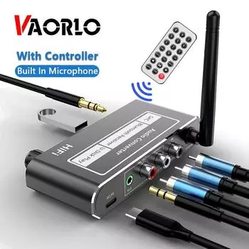 Беспроводной приемник VAORLO с антенной, коаксиальный выход, поддержка U-диска, HiFi музыка с поддержкой микрофона, контроллер KTV Bulit, адаптер Bluetooth 5.2 чёрный