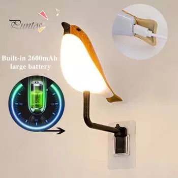 Беспроводной прикроватный светильник, настенный светильник на батарейках с 3 цветовыми температурами, мягкий свет без мерцания, регулируемая яркость, ночник-птица