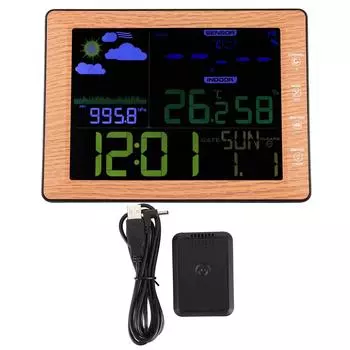 Беспроводной прогноз погоды с цветным экраном и будильником для помещений и улицы с управлением звуком