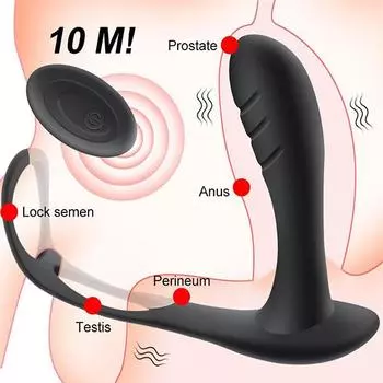 Беспроводной Пульт Дистанционного Управления Анальный Вибратор Мужской Массаж Простаты Анальная пробка Стимулирует Силиконовое Кольцо Задержки Эякуляции Секс-Игрушки для Мужчин