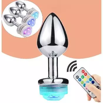 Беспроводной пульт дистанционного управления, металлическая светящаяся анальная пробка, массаж простаты, Анальная пробка со светодиодной подсветкой, секс-игрушка для анального хвоста, товары для взрослых для женщин style A size S