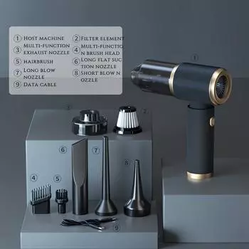 Беспроводной пылесос 3 в 1, мощный всасывающий насос, автомобильный и бытовой, портативный пылесос чёрный