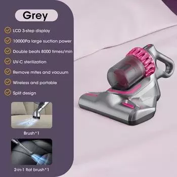 Беспроводной пылесос 3 в 1, удаление клещей, сильная УФ-стерилизация, чистка автомобиля от пыли, бытовой диван-кровать, одеяло, удаление клещей