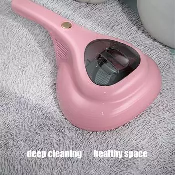 Беспроводной пылесос для кровати, 10 кПа, ручной пылесос с сильным всасыванием для чистки тканевых ковров, розовый