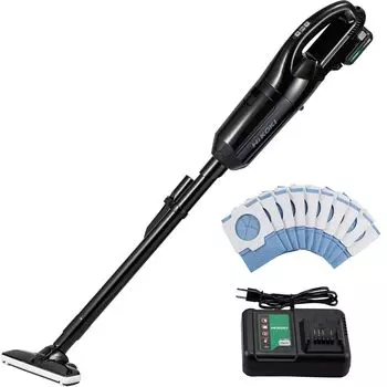 Беспроводной пылесос HiKOKI R12DPA, пылесос бумажного типа, легкий, черный, с аккумулятором и зарядным устройством 10,8 В, 1,1 кг, R12DPA(БСБ)