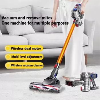 Беспроводной пылесос, мощный бытовой ручной пылесос, глубокая очистка, удаление клещей, универсальная машина, всасывание 9000 Па European plug золотистый