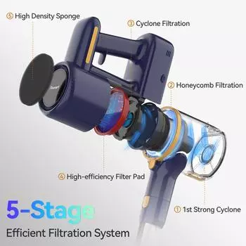 Беспроводной пылесос POWEART N7S/N7P, легкий, тихий, перезаряжаемый пылесос для ковров, твердых полов, уборки шерсти домашних животных us