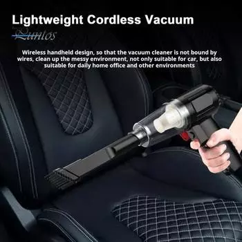 Беспроводной пылесос с мощным двигателем 120 Вт, 6000 Па, сильное всасывание, низкий уровень шума, портативный беспроводной пылесос 2-в-1, воздуходувка чёрный