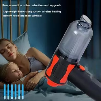 Беспроводной пылесос с мощным всасыванием и низким уровнем шума, перезаряжаемый через USB автомобильный пылесос для удаления шерсти домашних животных оранжевый