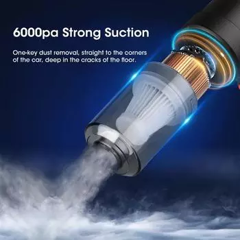Беспроводной пылесос, удобный автомобильный пылесос, 6000PA, ручной пылесос, USB, автомобильный пылесос для дома, волос, домашних животных, офиса чёрный