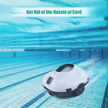 Беспроводной роботизированный очиститель бассейна Пылесос для бассейна Мощное всасывание Плавная работа длится 150 минут с 4 EU белый