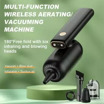 Беспроводной ручной автомобильный пылесос 180 градусов складной портативный пылесос для автомобиля / уборки дома 9000 Па всасывания чёрный