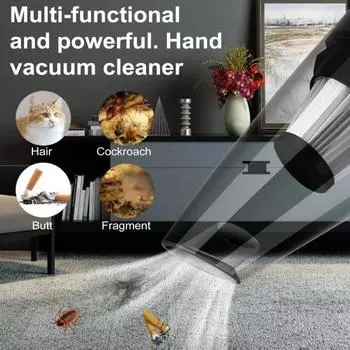 Беспроводной ручной автомобильный пылесос с мощным всасыванием, высокоскоростным двигателем, многофункциональной фильтрацией, портативным пылесосом с набором сменных насадок чёрный