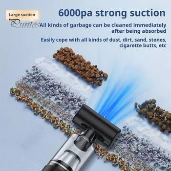 Беспроводной ручной пылесос 6000PA Мощное всасывание Низкий уровень шума Фильтр HEPA USB Перезаряжаемый 4-в-1 Многофункциональный портативный пылесос для чёрный/серебряный