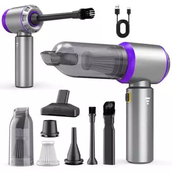 Беспроводной ручной пылесос для чистки окон — малая мощность всасывания для узких щелей, большая мощность всасывания для подоконников, инструмент для чистки автомобиля. 22.3X20X6.8CM, Brushless motor DC11.1V синий