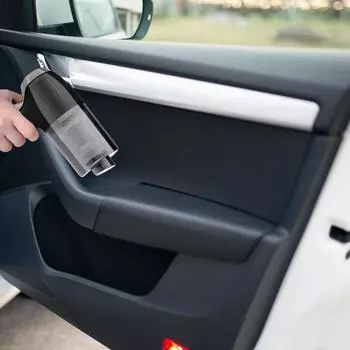 Беспроводной ручной пылесос, мини-автопылесос, 6000 Па, автомобильный ручной пылесос с пылезащитной щеткой, зарядный кабель для напольного коврика серебряный