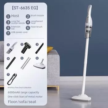 Беспроводной ручной пылесос: Мощное всасывание для дома и автомобиля, удаление клещей, компактный дизайн Basic 2 Cells 7.4V