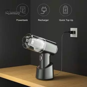 Беспроводной ручной пылесос с мощностью всасывания 19000 Па, низким уровнем шума, легкий портативный мини-пылесос с возможностью подзарядки и несколькими насадками чёрный