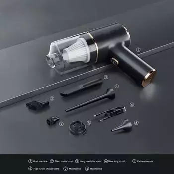 Беспроводной ручной пылесос с мощностью всасывания 19000 Па, низким уровнем шума, легкий портативный мини-пылесос с возможностью подзарядки