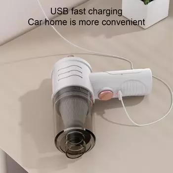 Беспроводной ручной пылесос с мощным всасыванием и низким уровнем шума. Беспроводной USB-аккумуляторный автомобильный пылесос с эргономичной ручкой. белый