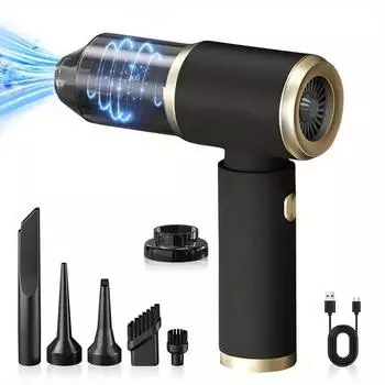 Беспроводной ручной пылесос - USB-перезаряжаемый литиевый аккумулятор емкостью 4000 мАч для удаления шерсти домашних животных с аксессуарами чёрный