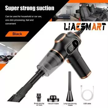 Беспроводной ручной пылесос высокой мощности с зарядкой через USB и увеличенным сроком службы батареи. Многофункциональный пылесос для дома и автомобиля. 1 Pcs Filter чёрный