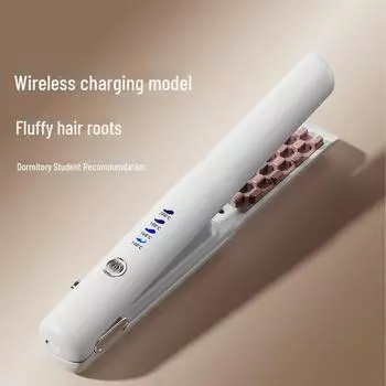 Беспроводной щипцы для завивки и выпрямитель для волос двойного назначения - USB-зарядка Mini для пушистых или прямых волос Corn tongs белый