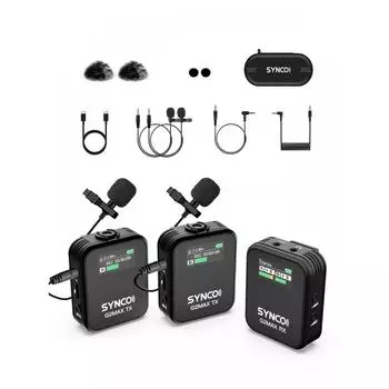 Беспроводной штыревой микрофон SYNCO G2(A2) МАКС. Приблизительно 24 часа записи Подавление шума Регулировка громкости Отключение звука Запись видео YouTube в прямом эфире