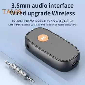 Беспроводной стерео музыкальный адаптер, совместимый с Bluetooth, 5.3-дюймовый приемник с микрофоном, 3,5-мм разъем Aux, аудиоприемник для телевизора, автомобильных динамиков, наушников для ПК чёрный