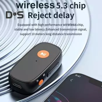 Беспроводной стерео музыкальный адаптер, совместимый с Bluetooth, 5.3-дюймовый приемник с микрофоном, 3,5-мм разъем Aux, аудиоприемник для телевизора, автомобильных динамиков, наушников для ПК чёрный