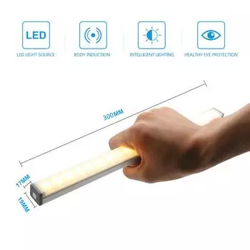 Беспроводной светильник под шкафом, светодиодный датчик движения, светильник для шкафа, USB-перезаряжаемый, длинный, ночник для кухонного шкафа, гардероба Warm White