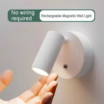 Беспроводной светодиодный настенный светильник: настольная лампа на аккумуляторе, плавная регулировка яркости в 3 цветах, современный металлический дизайн, питание от USB, сенсорное управление чёрный