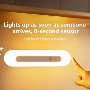 Беспроводной светодиодный ночник с датчиком движения, ночник для шкафа, детектор для кухни, спальни, подсветка для шкафа, подсветка лестницы
