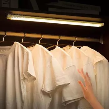 Беспроводной светодиодный светильник для шкафа с мягким свечением, без мерцания, широкий угол обзора, перезаряжаемый датчик движения, прикроватная лампа 20cm White Light.