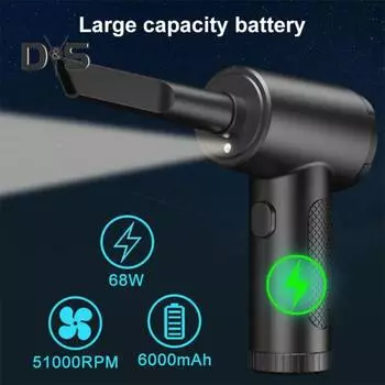 Беспроводной сжатый воздуходув с регулируемым потоком воздуха 51000 об/мин высокоскоростной мини-электрический воздуходув с мощным вентилятором и подсветкой A