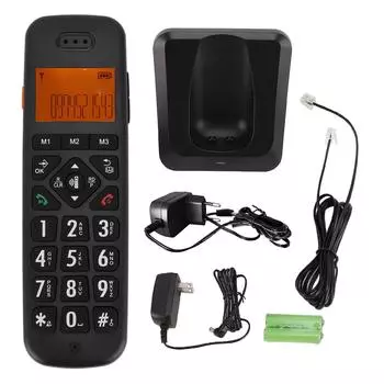 Беспроводной телефон с большой кнопкой Беспроводной телефон Идентификатор вызывающего абонента Ожидание вызова Блокировка вызова Полный дуплекс Sp US Plug