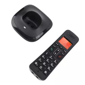 Беспроводной телефон с функцией определения номера, функцией ожидания вызова, блокировкой вызова, полнодуплексной трубкой, громкой связью, оранжевым цветом EU Plug