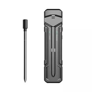 Беспроводной термометр для мяса, цифровой термометр с беспроводным зондом, пищевой термометр с дистанционным диапазоном 800 футов для барбекю, гриля, простой в использовании чёрный/серебряный