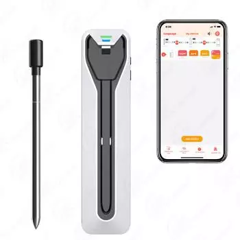 Беспроводной термометр для мяса, гриля, барбекю, стейка, индейки, коптильни, кухни, умного цифрового Bluetooth-барбекю, водонепроницаемого белый