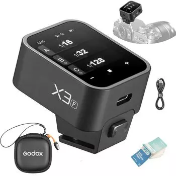 Беспроводной триггер вспышки GODOX TTL X3F Передатчик Высокоскоростная синхронизация OLED Сенсорный экран Перезаряжаемый беспроводной шлепанец Совместимость с беспроводной системой GHz X