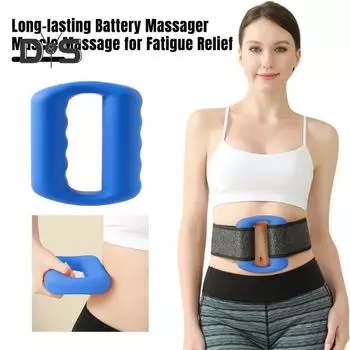 Беспроводной ударный массажер для мышц Fullfit Ручной массажер для глубоких тканей с вертикальными вибрационными волнами и ремешком для тела Долговечный аккумулятор Быстрый синий
