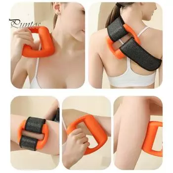 Беспроводной ударный массажер для мышц Fullfit Ручной массажер для глубоких тканей с вертикальными вибрационными волнами и ремешком для тела Долговечный аккумулятор Быстрый синий