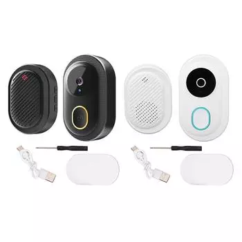 Беспроводной умный видеодомофон с функцией изменения голоса, двухсторонняя связь, ночное видение, 2,4 ГГц, WiFi-камера дверного звонка White