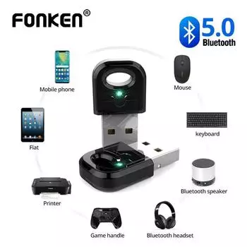 Беспроводной USB-адаптер FONKEN Bluetooth 5,0, мини-аудио адаптер для наушников, принтера, мыши 4,0, приемник-передатчик для компьютера, ПК
